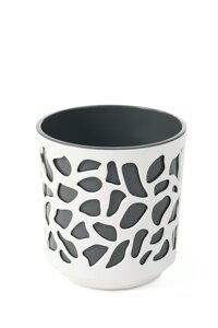 Кашпо Lamela Дует h15*d14*v1,7 кремовий з антрацитовою вставкою (000006081)