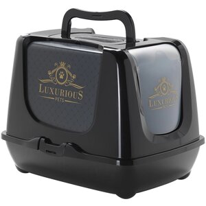 Закритий туалет для котів c вугільним фільтром і совком Moderna Trendy Cat Luxurious 57.3х44.4х43.8 см Чорний
