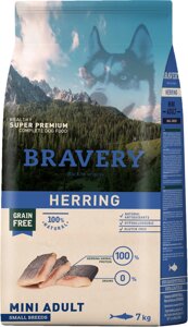 Сухий корм Bravery Herring Mini Adult для дорослих собак дрібних порід із оселедцем 7 кг (8436538950630)