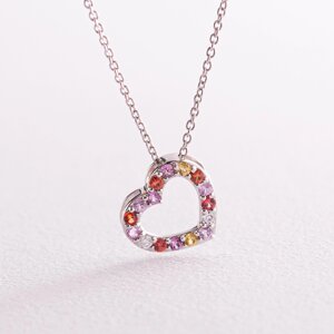 Золоте кольє Сердечко з діамантами та сапфірами колб0090ca Онікс 45