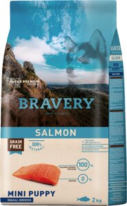 Сухий корм Bravery Salmon Mini Puppy для цуценят дрібних порід із лососем 600 г (8436538949221)
