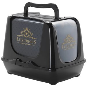 Закритий туалет для котів c вугільним фільтром і совком Moderna Trendy Cat Luxurious 50х39.1х38.9 см Чорний