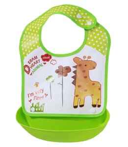 Слинявчик з кишенею VOLRO Жираф 34х23 см Салатовий (vol-1826)