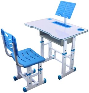 Дитячий стіл-парта зі стільцем No Brand 70x49x51-76 см Блакитний (2104618701)