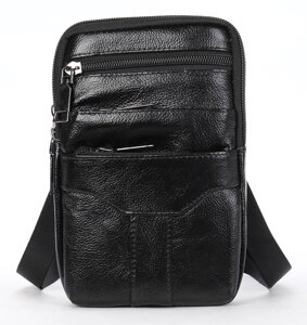 Шкіряна сумка поясна Vintage 20359 Чорний 11,5х18,5х4 см