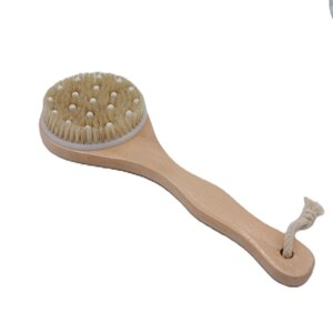 Натуральна масажна щітка Luxyart антицелюліт 30 см Бежевий (QS-1089)