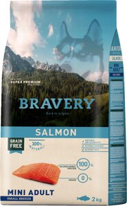 Сухий корм Bravery Salmon Mini Adult для дорослих собак дрібних порід із лососем 2 кг (8436538946732)