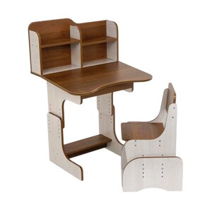 Парта шкільна зі стільцем Yufeng ЛДСП 100x70x45 см Коричневий (52992)