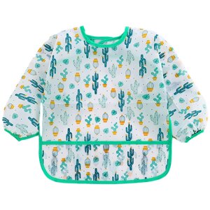 Дитячий слюнявчик-нагрудник водонепроникний для їжі та творчості 2Life Кактуси 100 см Білий (v-11696)