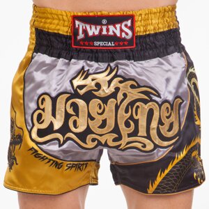 Шорти для тайського боксу і кікбоксингу TWINS TBS-DRAGON XL Жовтий-сірий