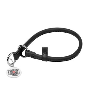 Нашийник-зашморг ривковий для собак шкіряний WAUDOG Soft Круглий Д 6 мм Дл 30 см Чорний