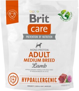 Корм для собак середніх порід Brit Care Dog Hypoallergenic Adult Medium Breed гіпоалергенний з ягням 1 кг