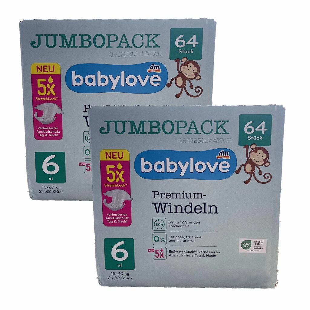Підгузки Babylove Premium Jumbo Pack 6xl (15-20 кг) 128 шт від компанії Лізок - фото 1