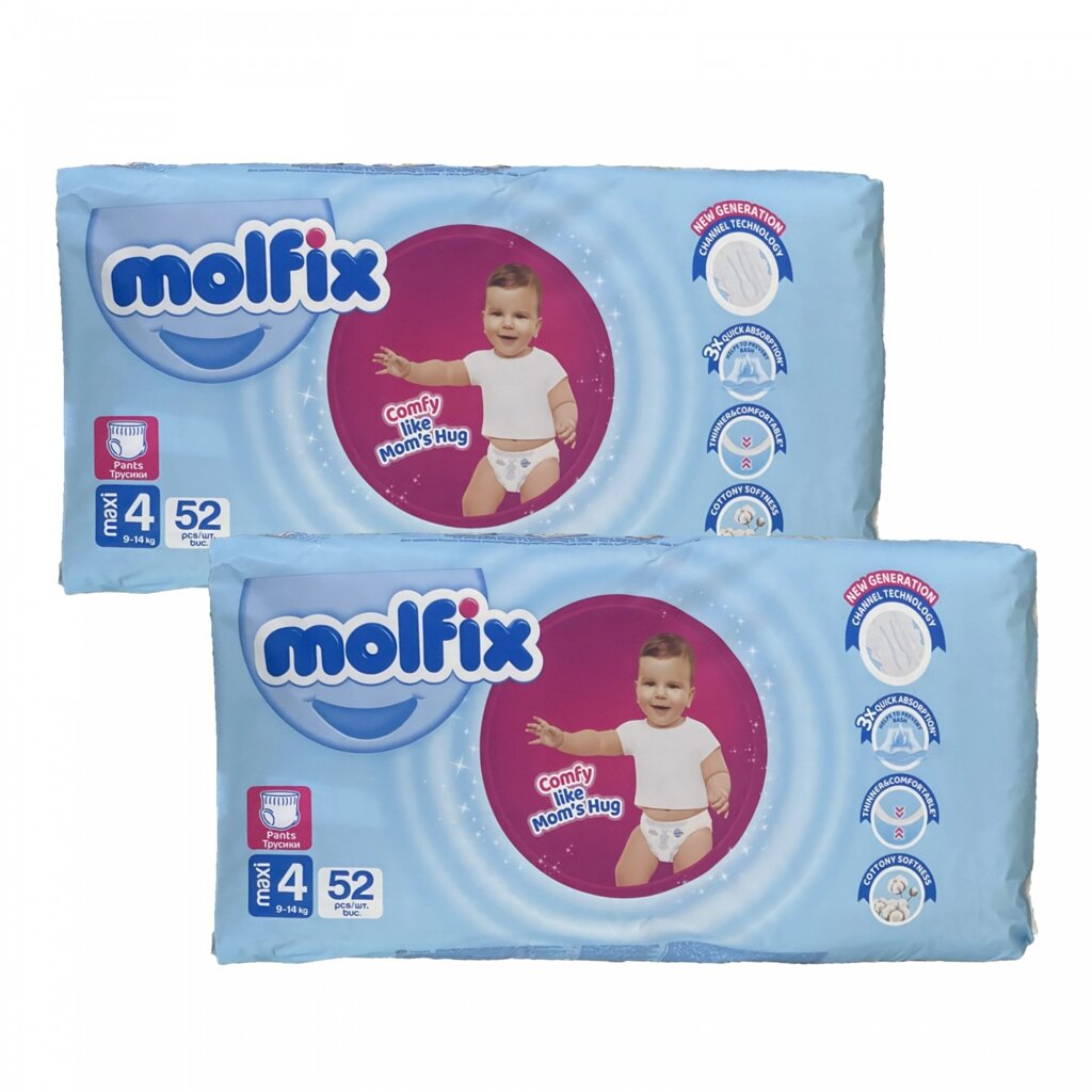 Підгузки-трусики Molfix 4 maxi (9-14 кг) 104 шт від компанії Лізок - фото 1