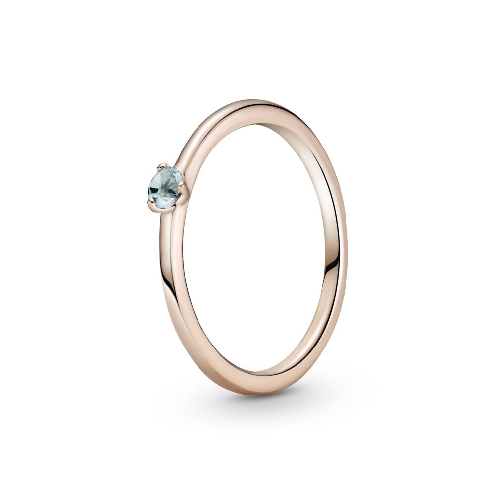 Срібне кільце Pandora Rose з блакитним каменем 189259C02 56 від компанії Лізок - фото 1