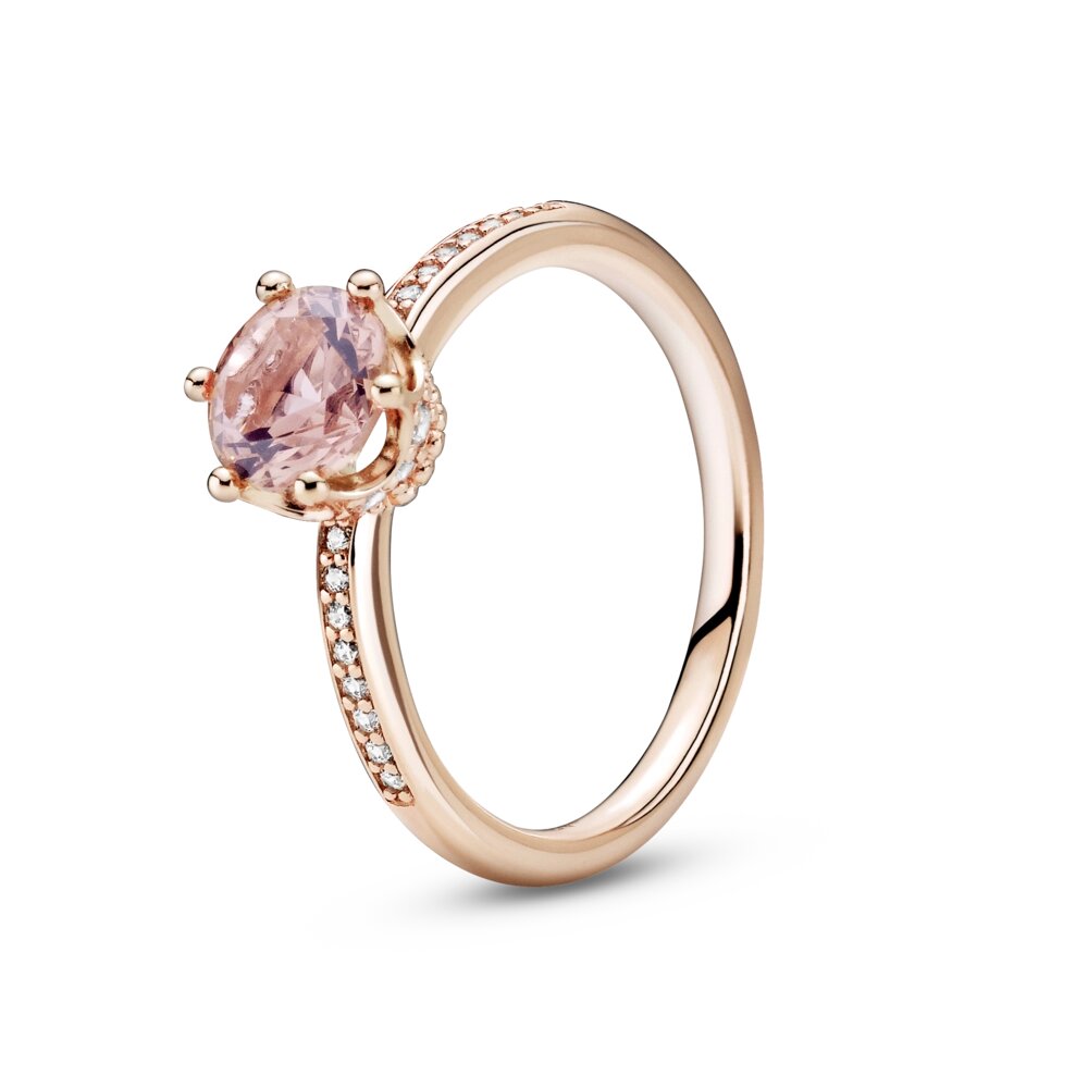 Срібне кільце Pandora Rose з короною і рожевим каменем 188289C01 58 від компанії Лізок - фото 1