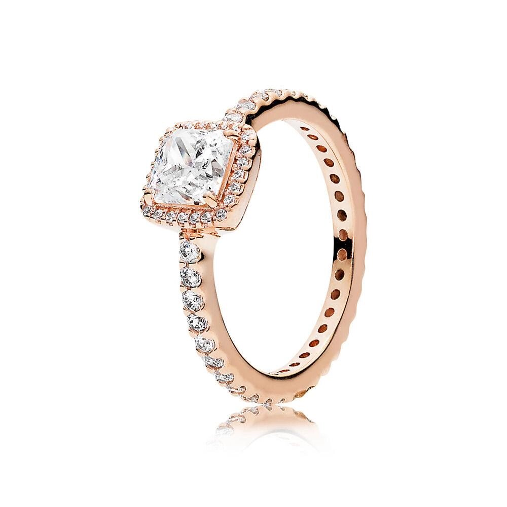 Срібне кільце Pandora Вічна класика в позолоті Rose 180947CZ 50 від компанії Лізок - фото 1