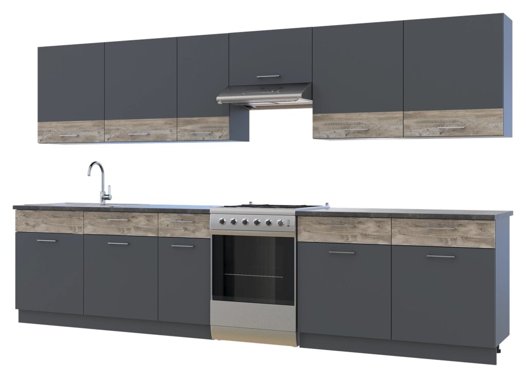 Кухня Лея Doros 3.4 м Графіт/Клондайк ДСП 340х60х250 (81000011) від компанії Інтернет каталог меблів - Меблі Всім - фото 1