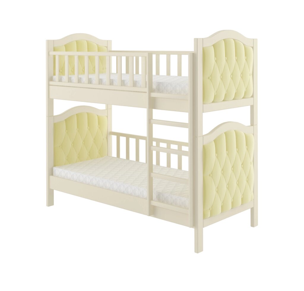 Ліжко дитяче двоярусне з м'яким узголів'ям ТОСТАНА 2 Artwood, колір айворі жовтий від компанії Інтернет каталог меблів - Меблі Всім - фото 1