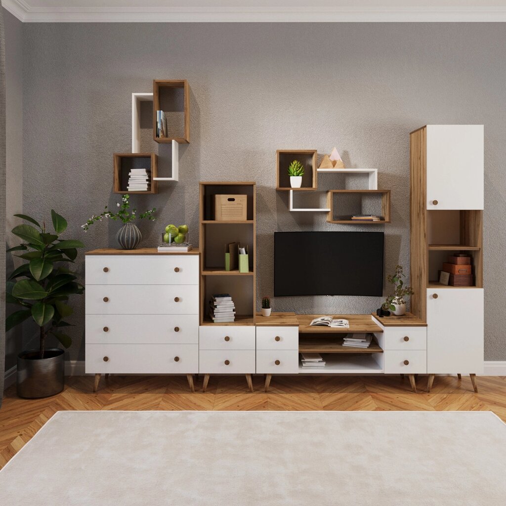 Меблі для вітальні Сканді Мікс меблі, колір дуб тахо + білий від компанії Інтернет каталог меблів - Меблі Всім - фото 1