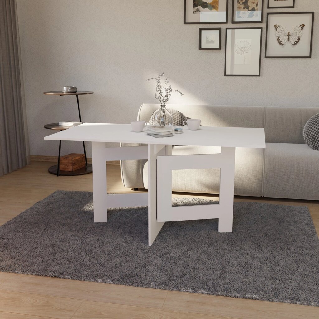 Обідній розкладний стіл для кухні СЛІМ Лайт Neman, колір білий від компанії Інтернет каталог меблів - Меблі Всім - фото 1