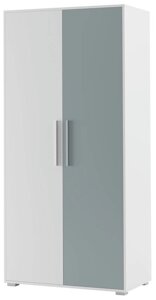 Шафа дводверна для одягу Твіст Світ меблів, колір білий / холодний блакитний