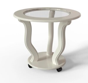 Скляний журнальний столик на коліщатках МС-14 Верона Антонік, колір білий