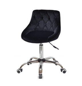 Стілець офісний на коліщатках FORO + BUTTON CH - OFFICE оксамит , колір чорний B-1011