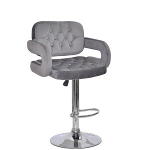 Стілець барний поворотний на одній ніжці GOR Bar CH-Base оксамит, колір сірий в-1034