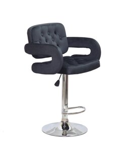 Стілець барний поворотний на одній ніжці GOR Bar CH-Base оксамит, колір чорний в-1011