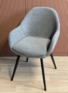 Стілець м'який на металевих ніжках M-160 Vetro, колір сірий букле + чорний