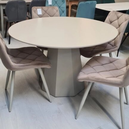 Стіл круглий поліуретановий МДФ TМ-200-1 Vetro, колір теплий пісок від компанії Інтернет каталог меблів - Меблі Всім - фото 1