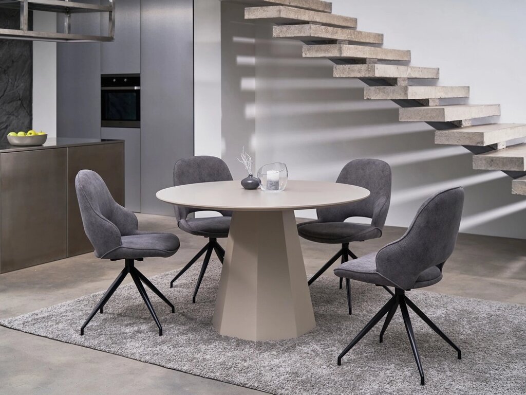 Стіл круглий поліуретановий МДФ TМ-200 Vetro, колір теплий пісок від компанії Інтернет каталог меблів - Меблі Всім - фото 1