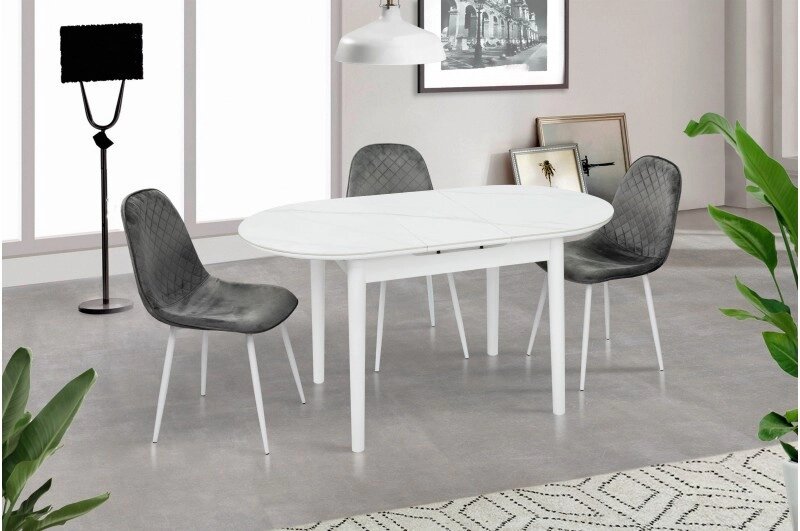 Стіл обідній овальний розкладний з керамічною столешнею ТІТАН Мікс меблі, колір / кераміка мармур від компанії Інтернет каталог меблів - Меблі Всім - фото 1