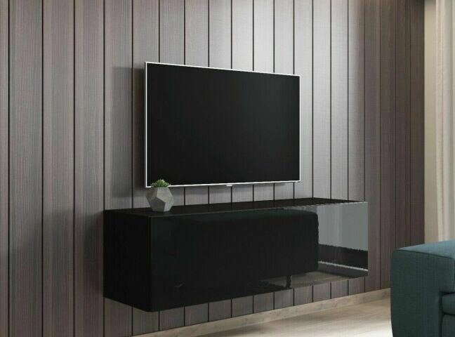Тумба тв в сучасному стилі навісна Vivo 140 Accord, колір чорний глянець від компанії Інтернет каталог меблів - Меблі Всім - фото 1