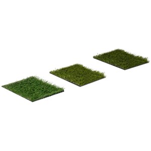 Штучна трава - 3 зразки - 20 x 17 см кожен - Висота: 20 - 30 мм - Частота стібків: 20/10 13/10 14/10 см