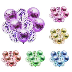 Кулька повітряна Smile-Party стандарт, набір 5шт з блискітками + перламутр 5шт з написами, асорті 317-2