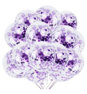 Кулька повітряний стандарт Прозорий, набір 6шт з блискітками 317-8