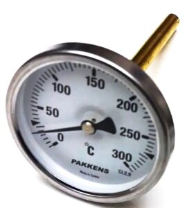 Термометр 0-300 °, Ø63мм, з різьбленням 1/2 "біметалічний, осьової, PAKKENS