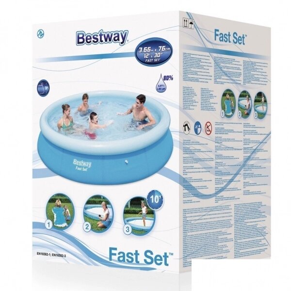 Наливной, надувной бассейн BestWay 57273 Fast Set (366*76 см, 5377 л) ##от компании## Интернет магазин «Во!» www. wo-shop. com. ua - ##фото## 1