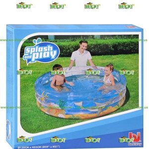 Дитячий надувний басейн BestWay 51045 "морcкой світ" (150-53 см)