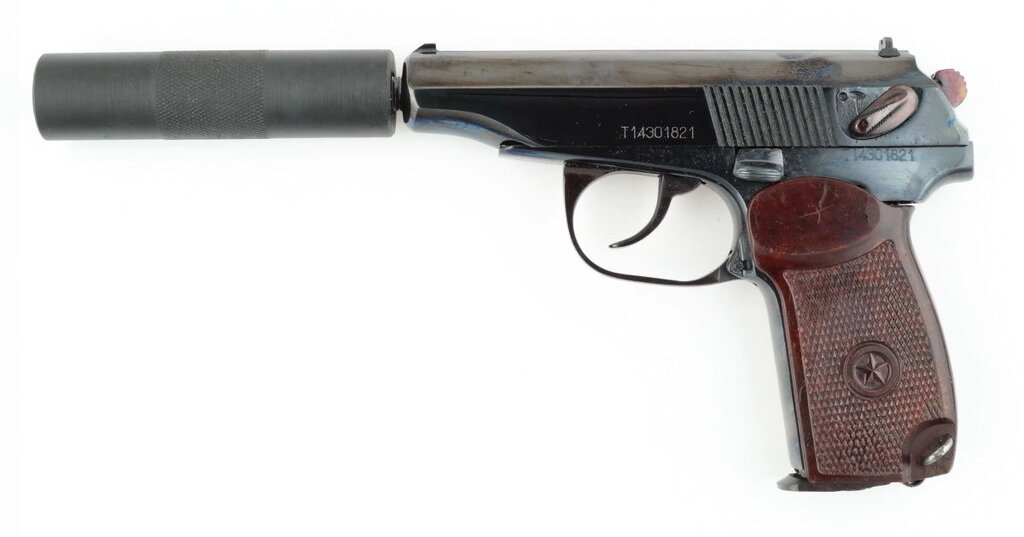 Пневматичний пістолет МР 654 К з імітатором глушника (глибока полірування) від компанії CO2 магазин - фото 1
