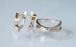 Срібний набір із золотими накладками нескінченності