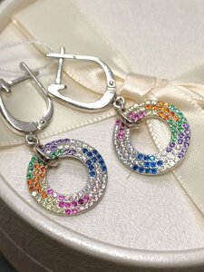 Срібні сережки кольорові