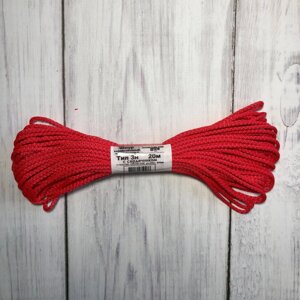 Шнур для в'язання килимів 4,5 мм червоний (20м)