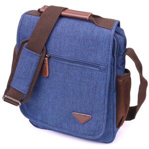 Цікава чоловіча сумка через плече із текстилю 21264 Vintage Синя
