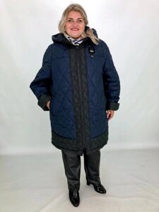 Куртка жіноча стьобана подовжена з капюшоном "Еріка" великі розміри 70-72