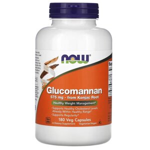 Натуральна добавка NOW Glucomannan 575 mg, 180 капсул