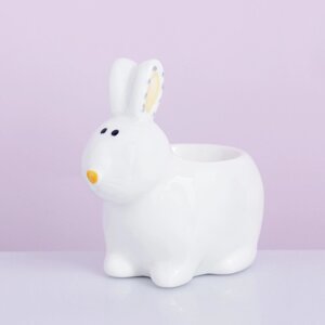 Підставка під яйце керамічна Кролик білий Великодній 6800 білий