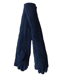Жіночі рукавички стрейч довгі+митенка великі Сині